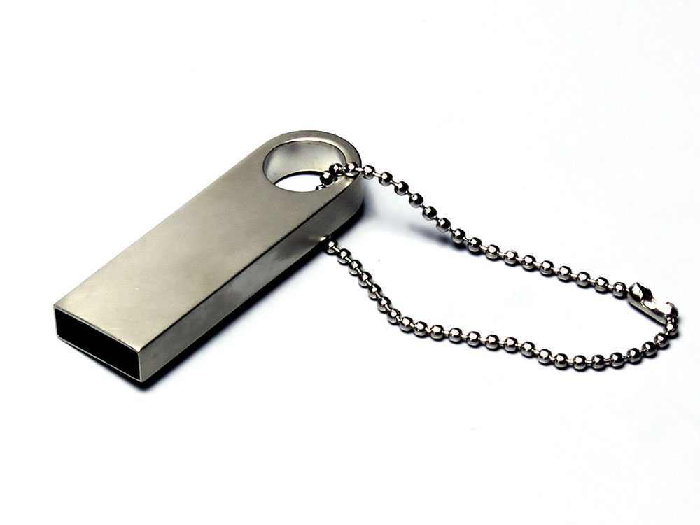 USB 2.0-флешка на 128 Гб с мини чипом и круглым отверстием, серебристый-0