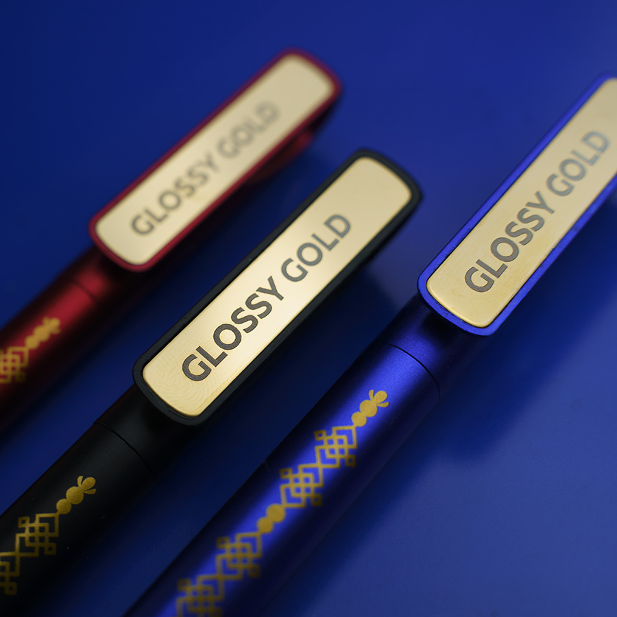 Ручка шариковая GLOSSY GOLD, красный, золотистый-6