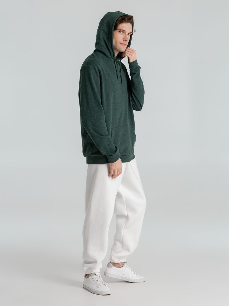 Толстовка с капюшоном унисекс Hoodie, темно-зеленый меланж-8
