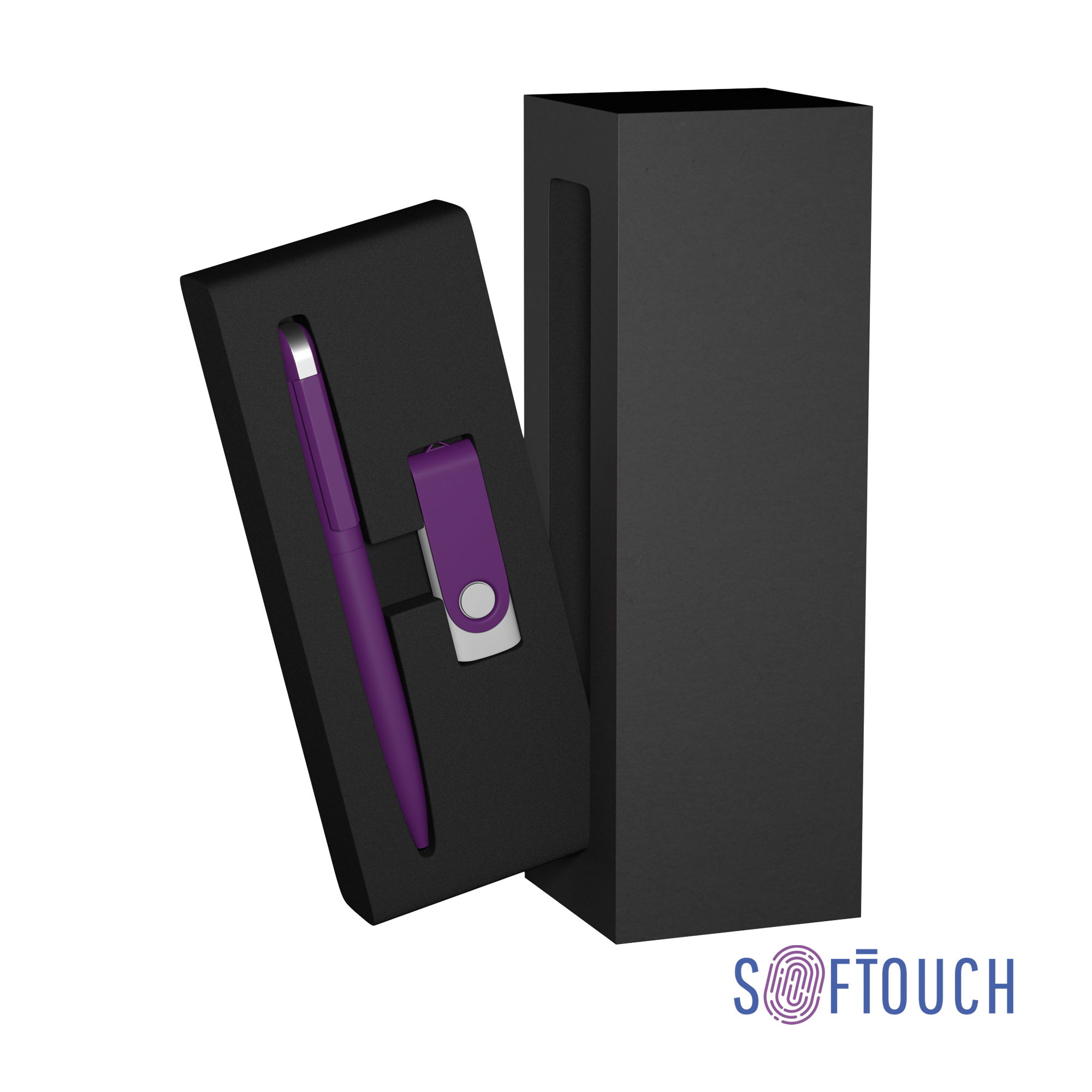 Набор ручка + флеш-карта 16 Гб в футляре, покрытие soft touch-0