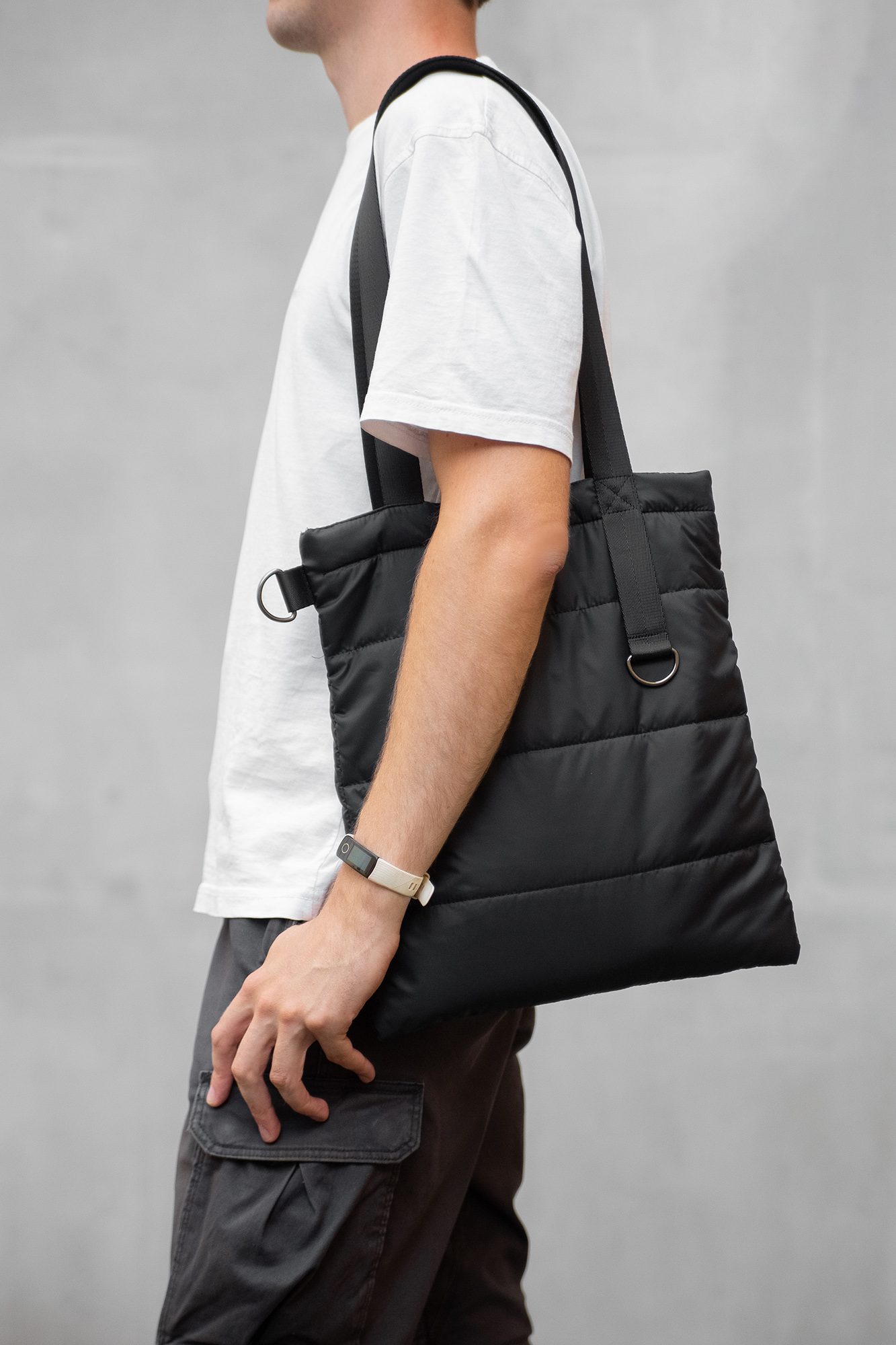 Шоппер Superbag Bubble, стёганый, с магнитной кнопкой (черный)-8