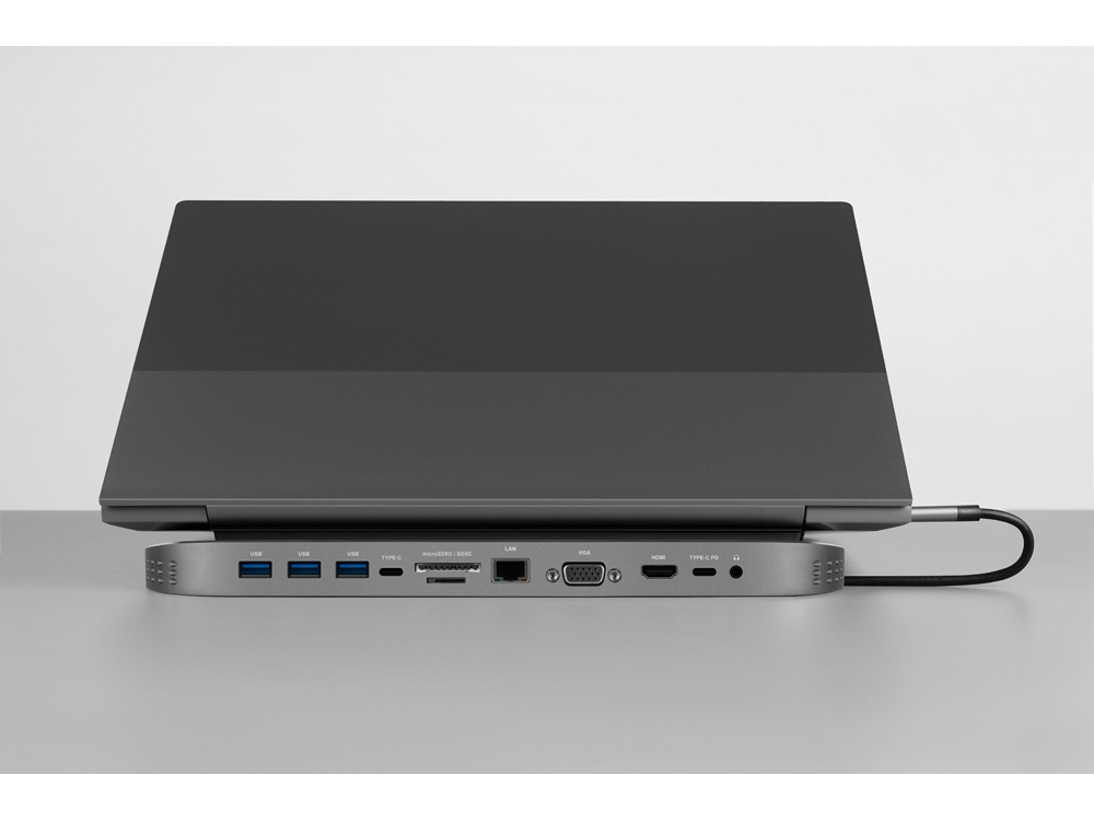 Хаб USB Type-C 3.0 для ноутбуков Falcon, черный-11