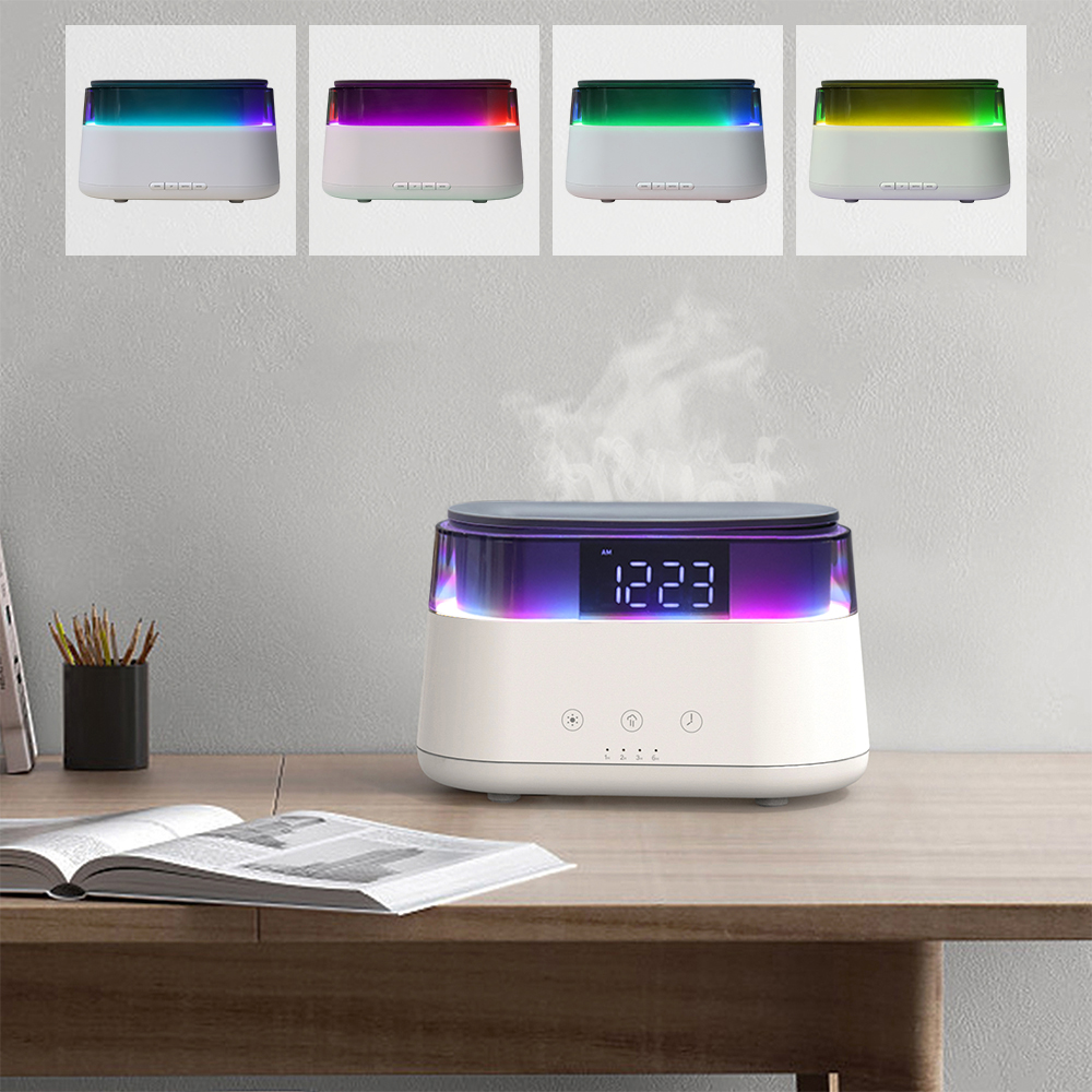 Светодиодный USB увлажнитель-ароматизатор Brava с часами с RGB подсветкой, Белый-2