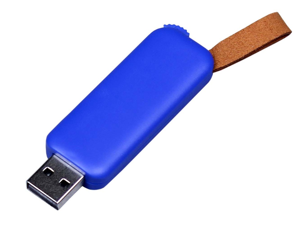USB-флешка промо на 32 Гб прямоугольной формы, выдвижной механизм, синий-0