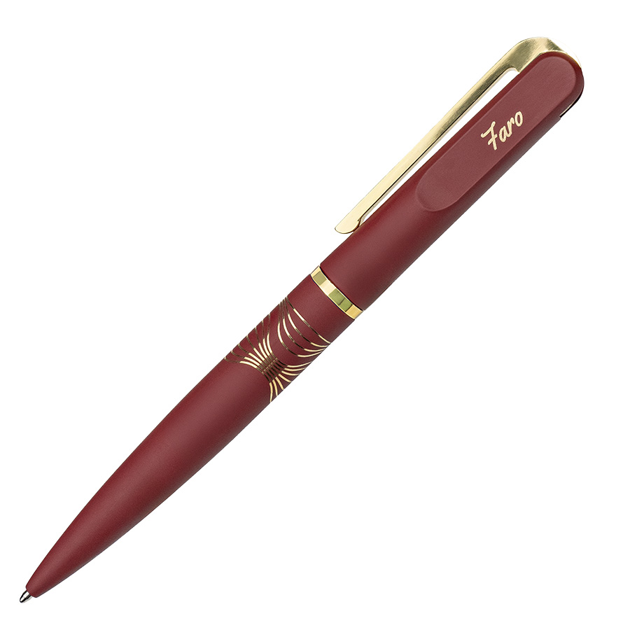 Ручка шариковая FARO, покрытие soft touch, бордовый, золотистый-6