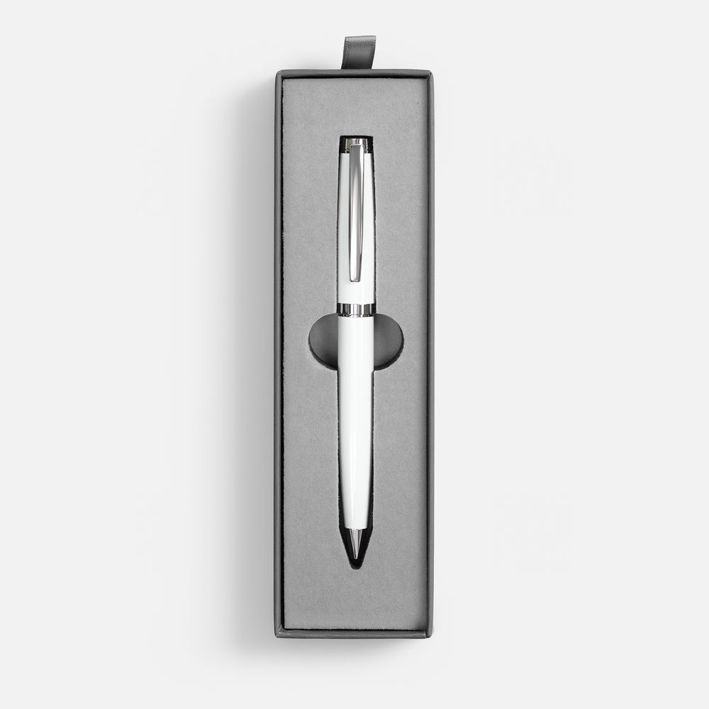 Ручка шариковая Letra Chrome в футляре, белая-2