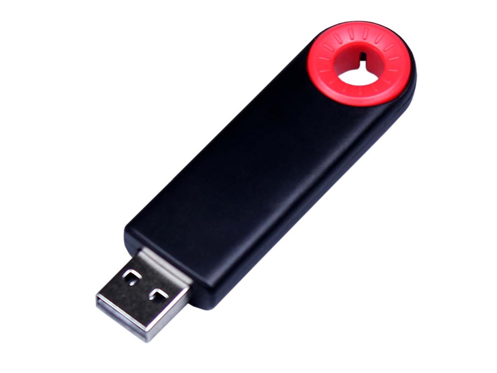 USB-флешка промо на 32 Гб прямоугольной формы, выдвижной механизм, красный-0