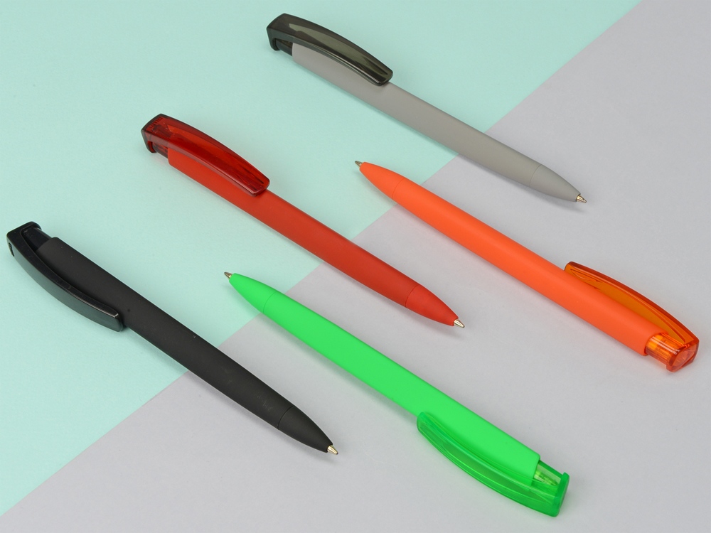 Ручка шариковая трехгранная UMA TRINITY K transparent GUM, soft-touch, серый-1