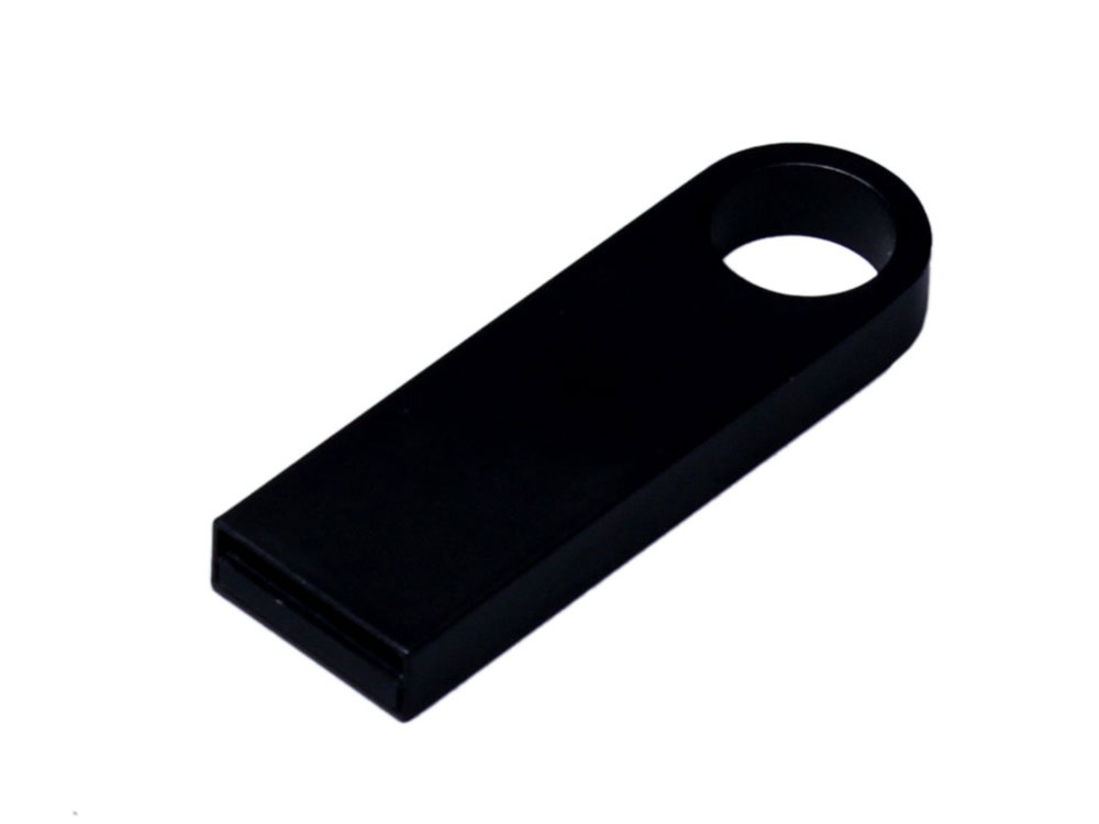 USB 2.0-флешка на 16 Гб с мини чипом и круглым отверстием, черный-1