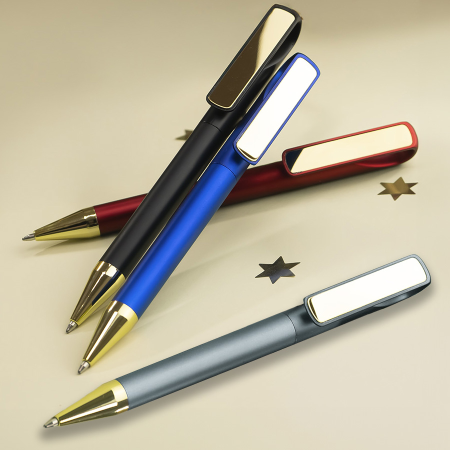 Ручка шариковая GLOSSY GOLD, серебристый, золотистый-3
