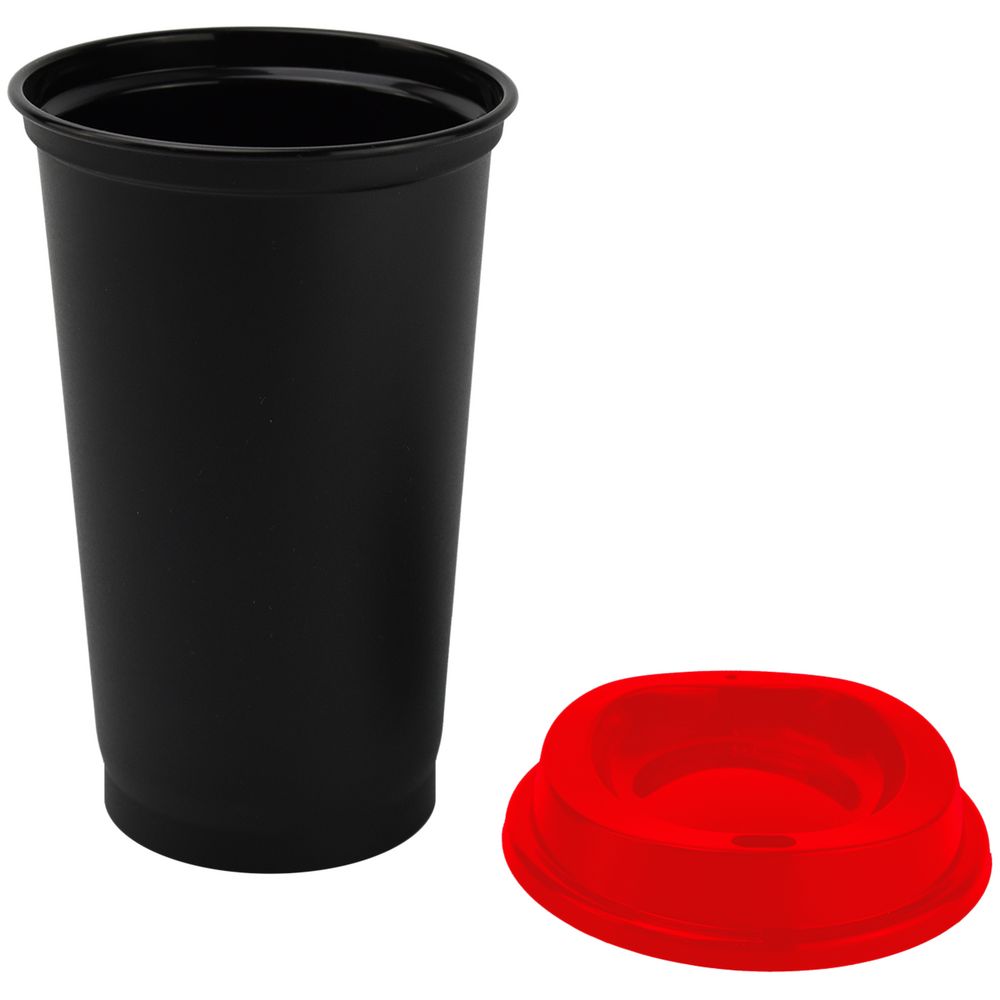 Стакан с крышкой Color Cap Black, черный с красным-1