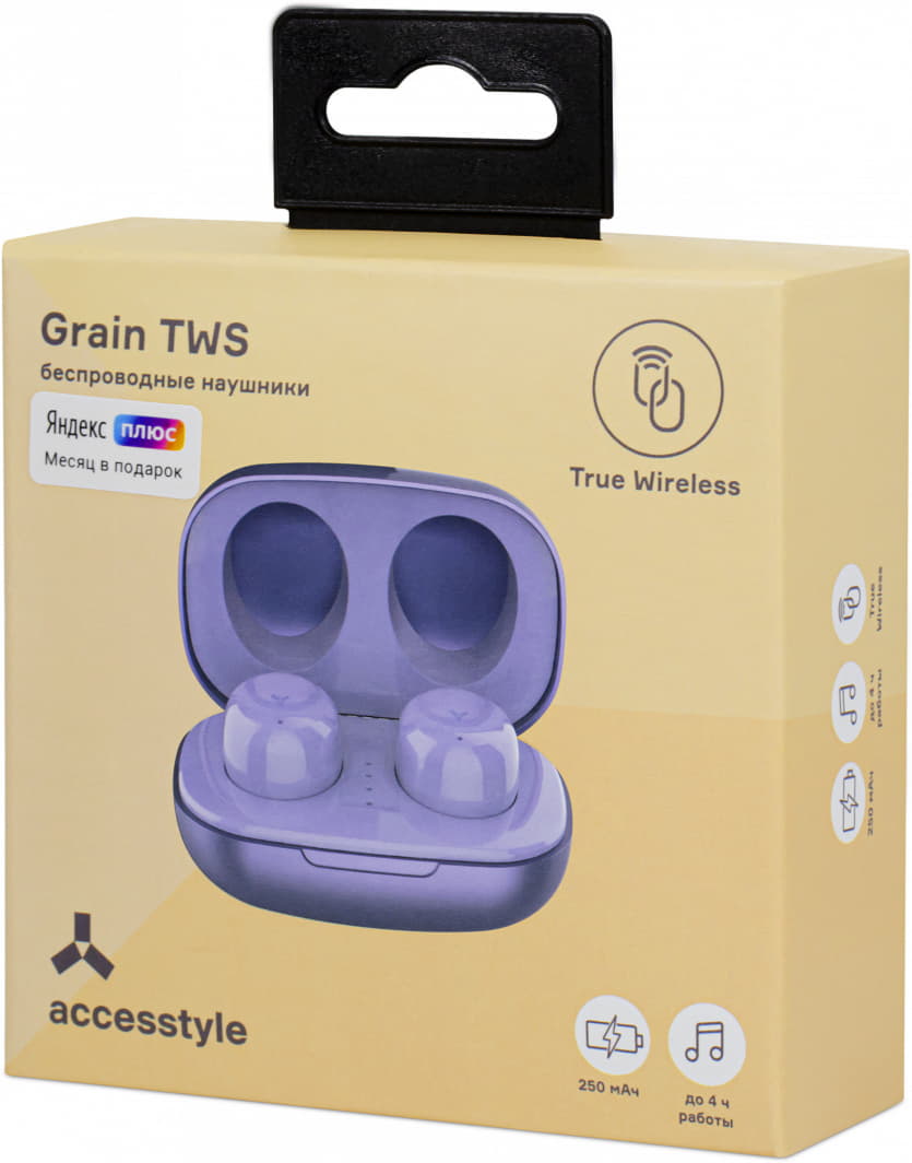 Беспроводные наушники ACCESSTYLE GRAIN TWS, фиолетовый, фиолетовый-3