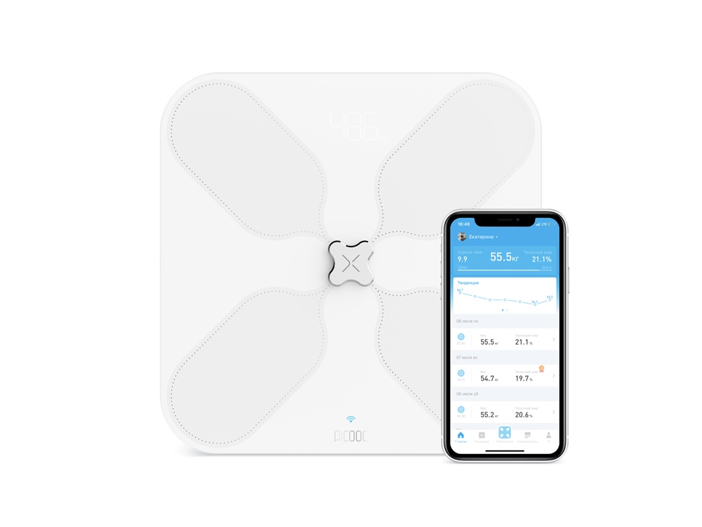 Умные диагностические весы с Wi-Fi Picooc S3 White V2 (6924917717346), белый-0
