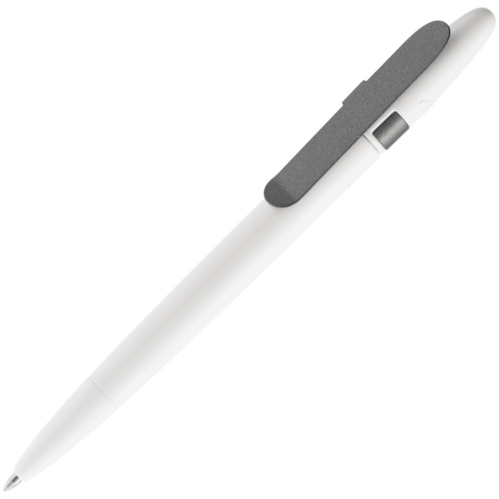 Ручка шариковая Prodir DS5 TSM Metal Clip, белая с серым-1