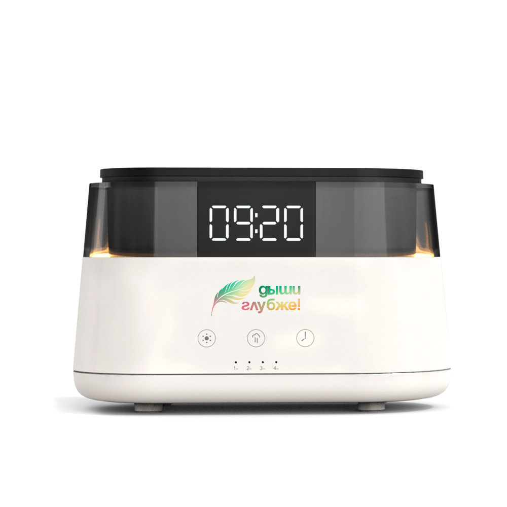 Светодиодный USB увлажнитель-ароматизатор Brava с часами с RGB подсветкой, Белый-1