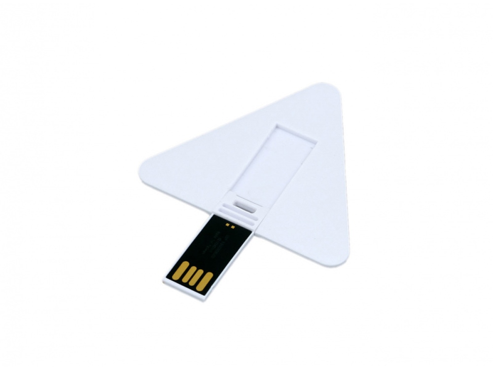 USB-флешка на 16 Гб в виде пластиковой карточки треугольной формы, белый-0