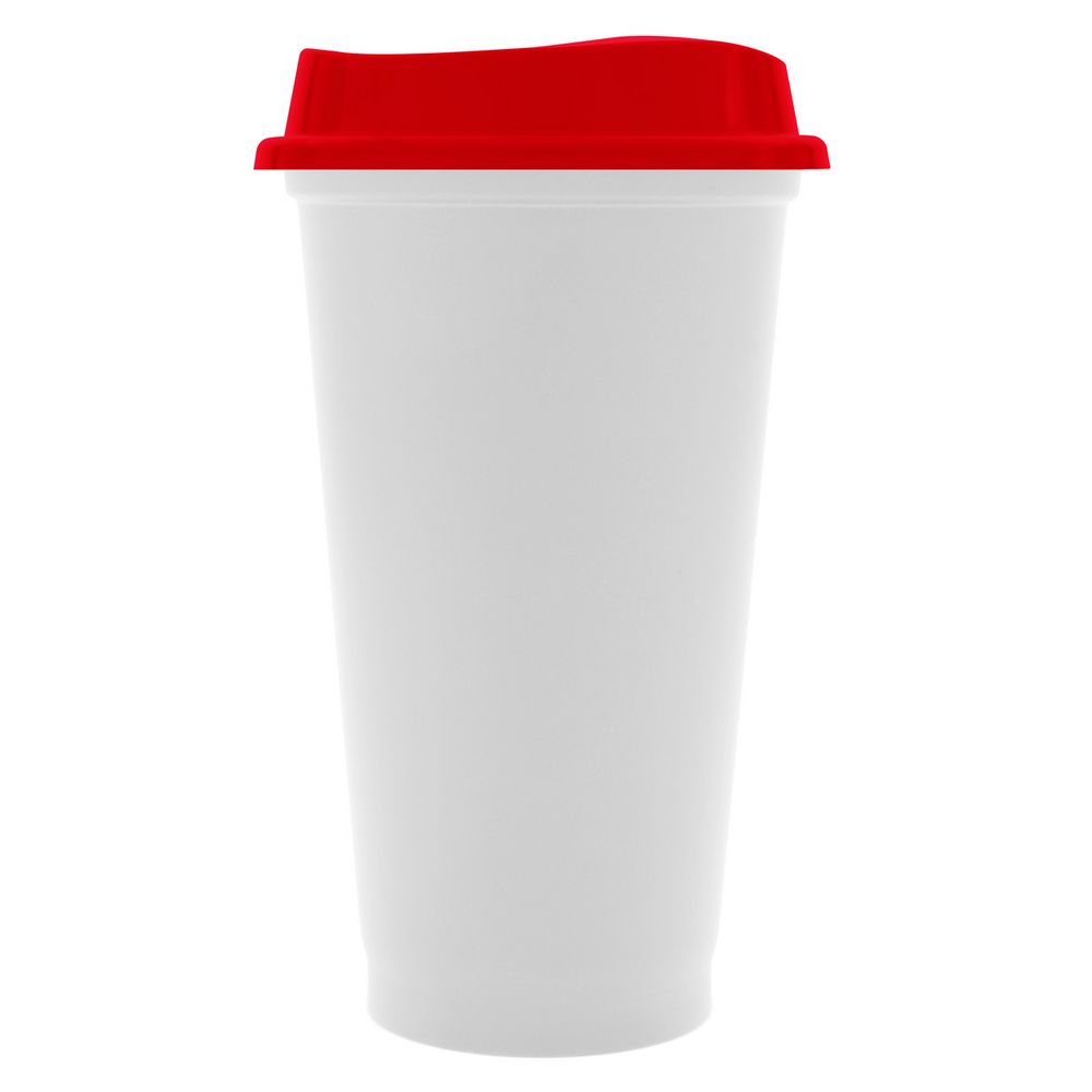 Стакан с крышкой Color Cap White, белый с красным-0