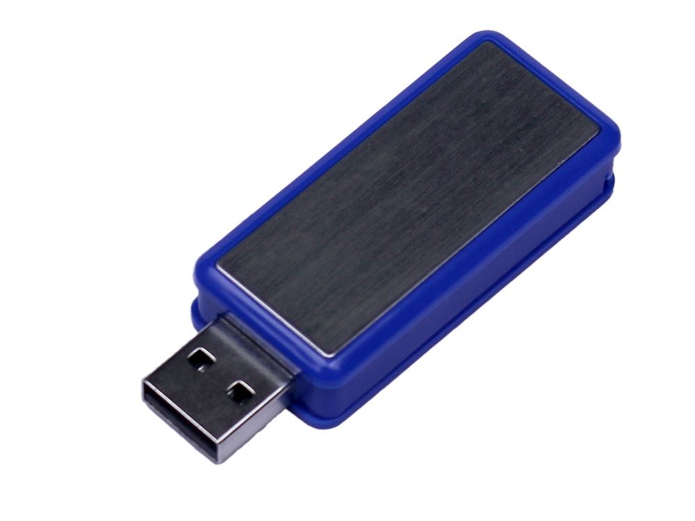 USB-флешка промо на 32 Гб прямоугольной формы, выдвижной механизм, синий-0