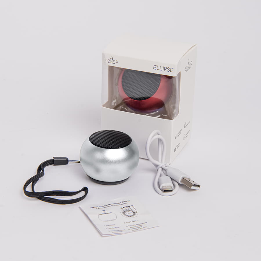 Портативная mini Bluetooth-колонка Sound Burger "Ellipse" серебро, серебристый-4