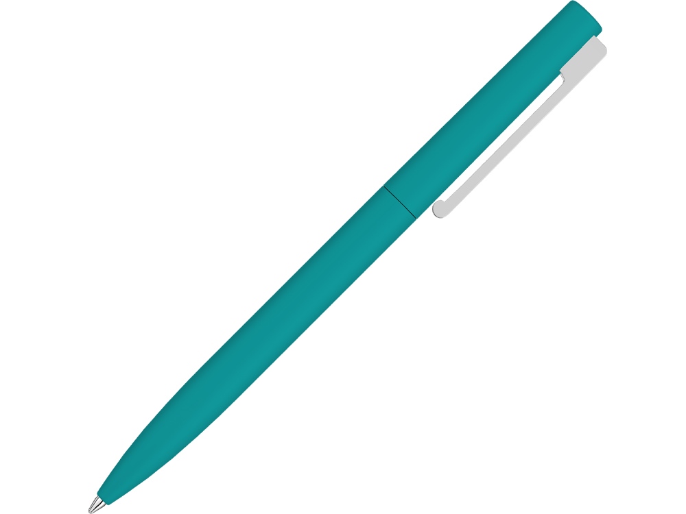 Шариковая ручка  Bright F Gum soft-touch, бирюзовый-0