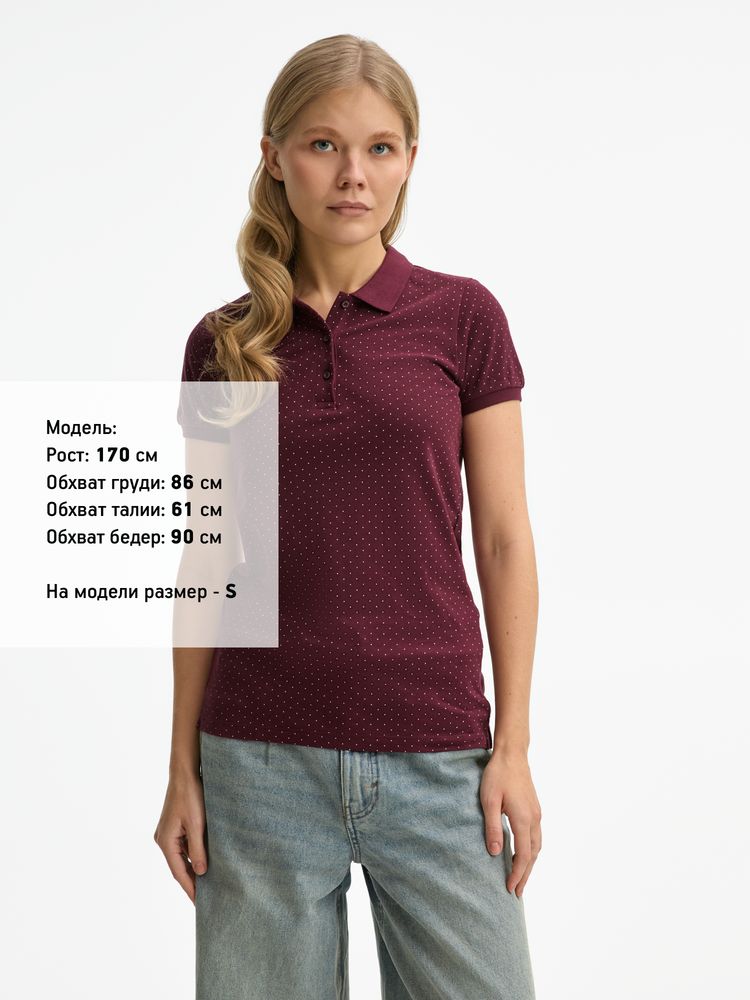 Рубашка поло женская Brandy Women, бордовая с белым-2