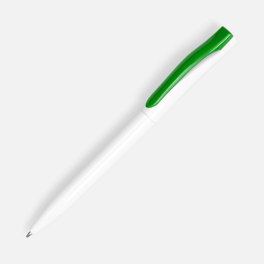 Ручка шариковая Pin, белая с зеленым-1