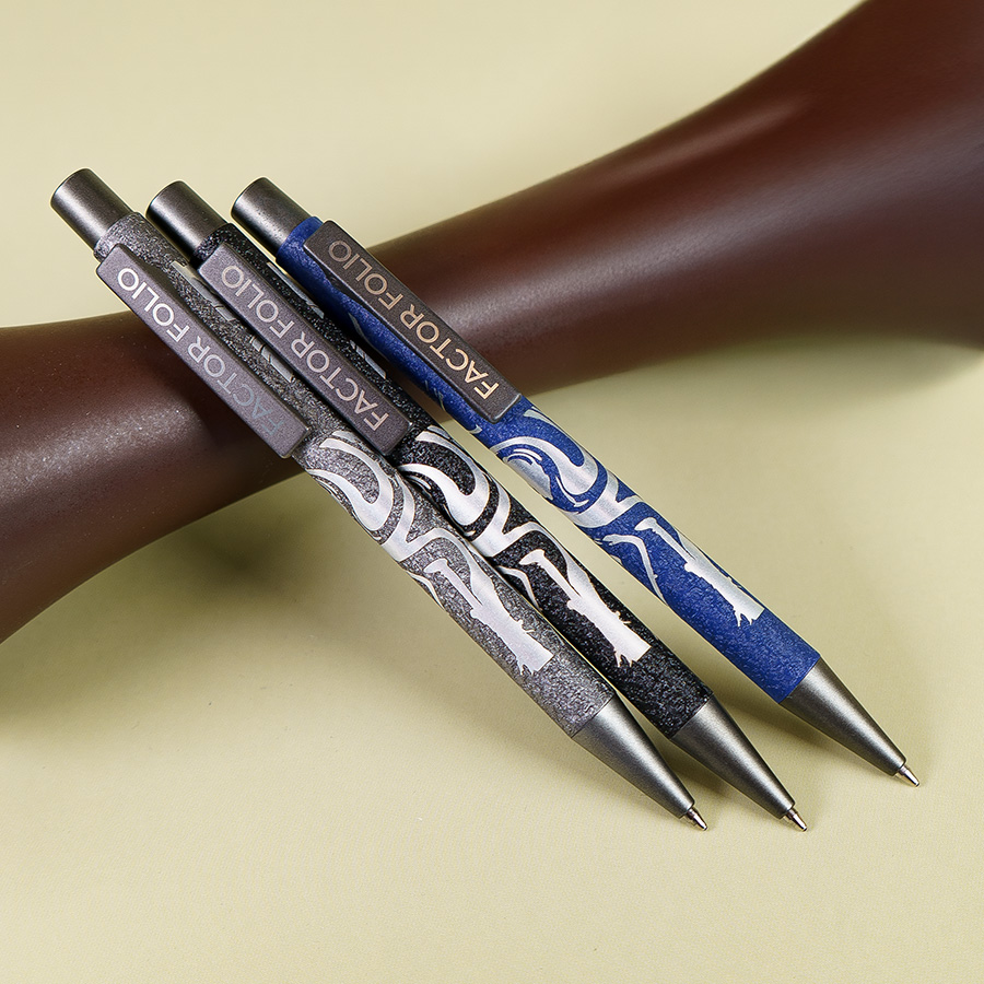 Ручка шариковая FACTOR FOLIO, синий, серебристый-2
