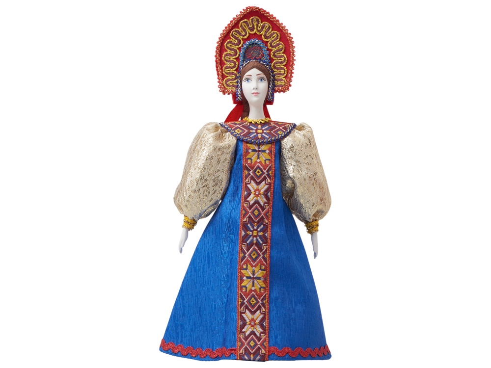 Подарочный набор: кукла фарфоровая, чай Малина с мятой, синий-14