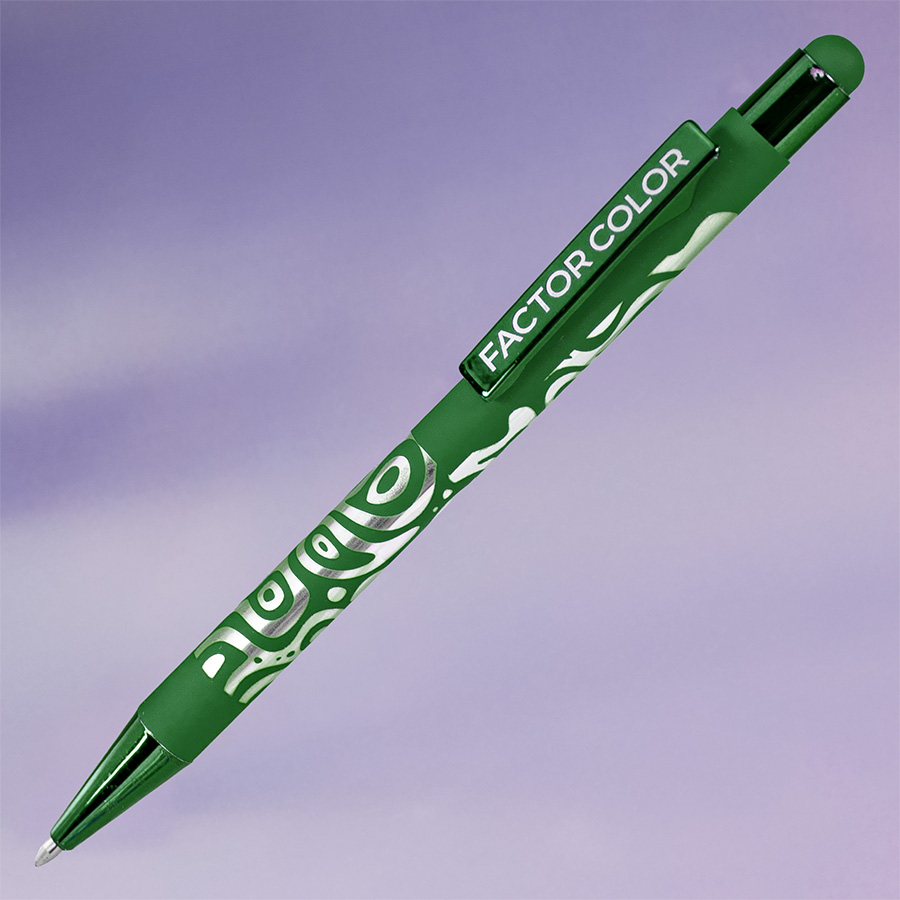 Ручка шариковая FACTOR COLOR со стилусом, зеленый-1