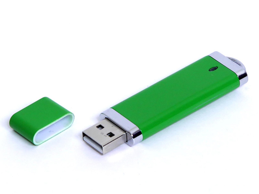 USB-флешка промо на 64 Гб прямоугольной классической формы, зеленый-0