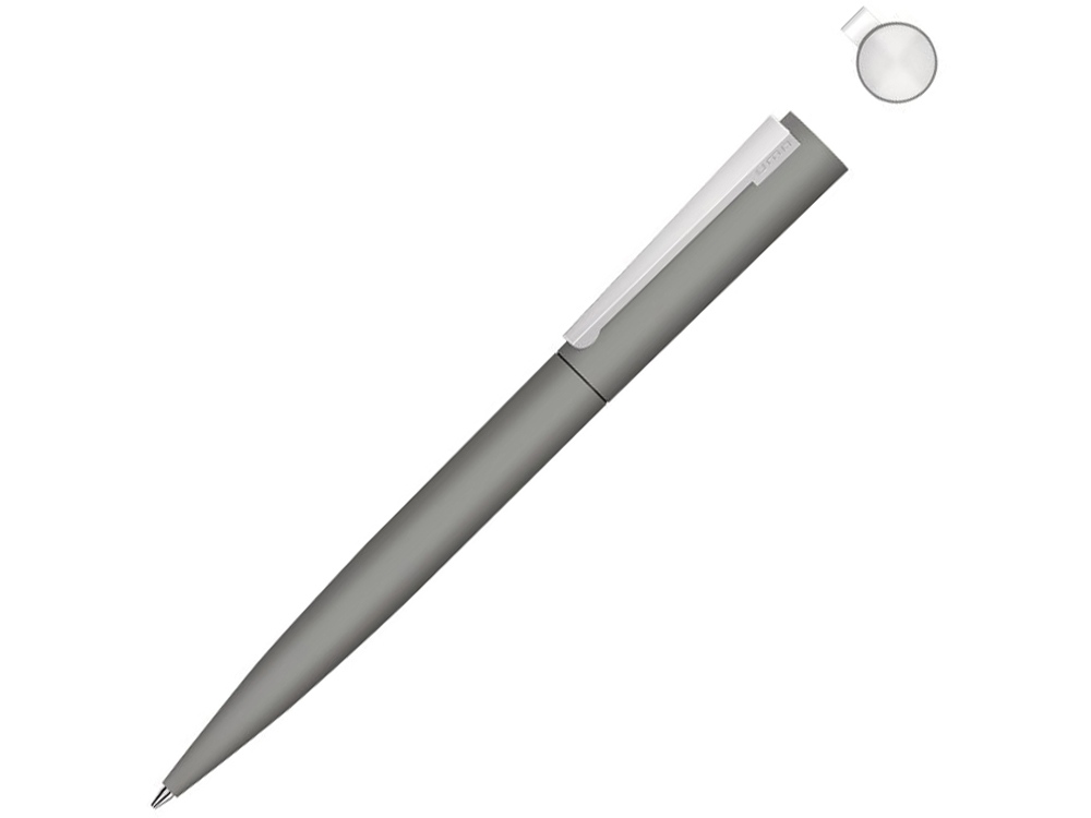 Металлическая шариковая ручка soft touch Brush gum, серый-0