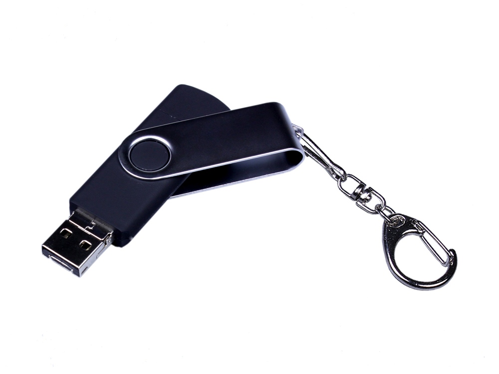 USB-флешка на 32 Гб поворотный механизм, c двумя дополнительными разъемами MicroUSB и TypeC, черный-1