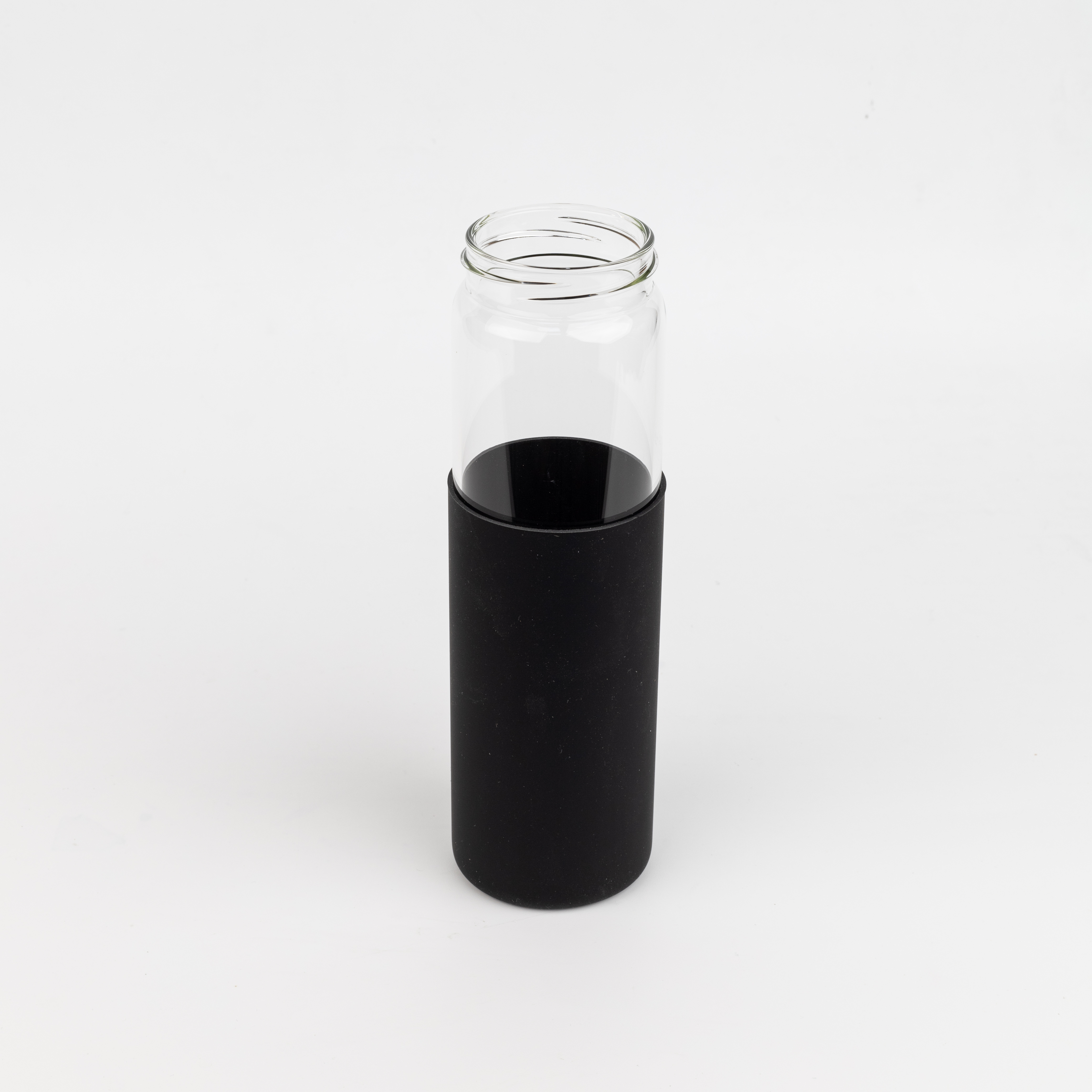Бутылка стеклянная с силиконовой манжетой и бамбуковой крышкой  Glass, Черный-3