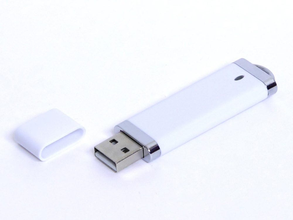 USB-флешка промо на 128 Гб прямоугольной классической формы, белый-0