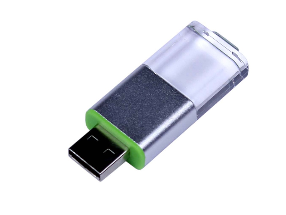 USB-флешка промо на 32 Гб прямоугольной формы, выдвижной механизм, зеленый-0