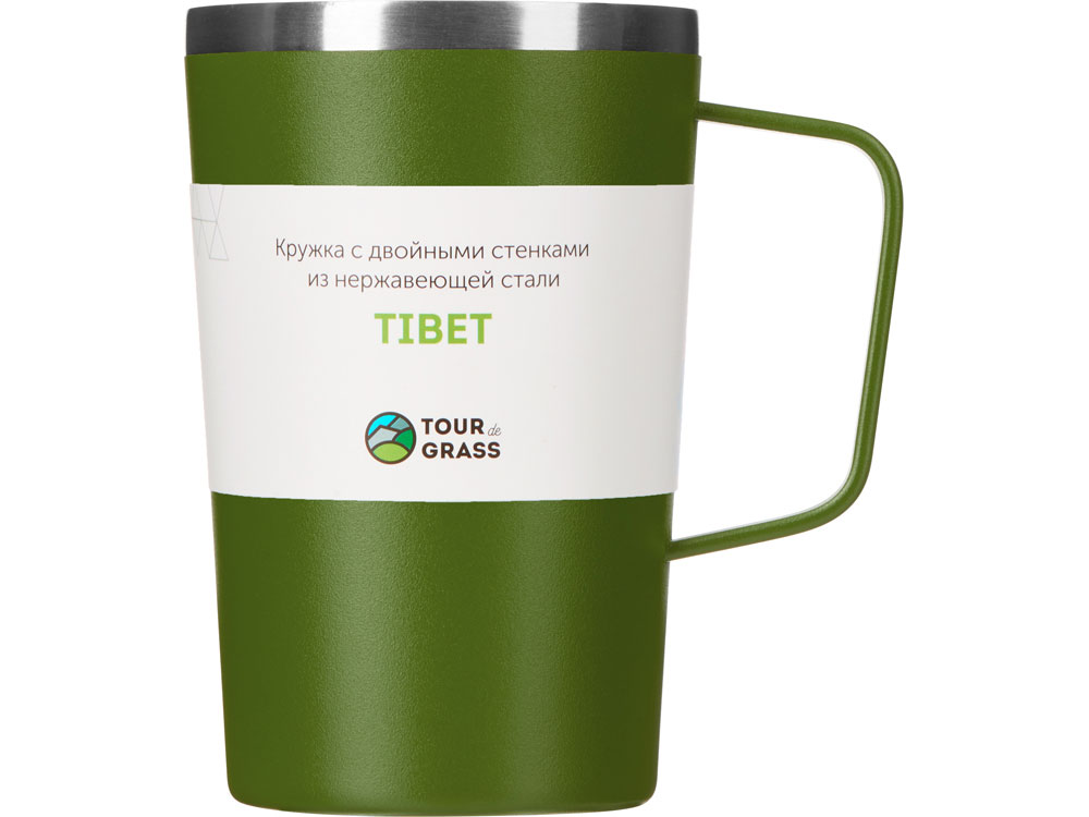 Стальная кружка с двойными стенками и порошковым покрытием Tibet, хаки-3