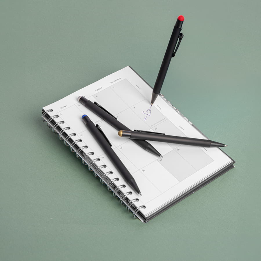 Ручка шариковая FACTOR BLACK со стилусом, черный, серебристый-4