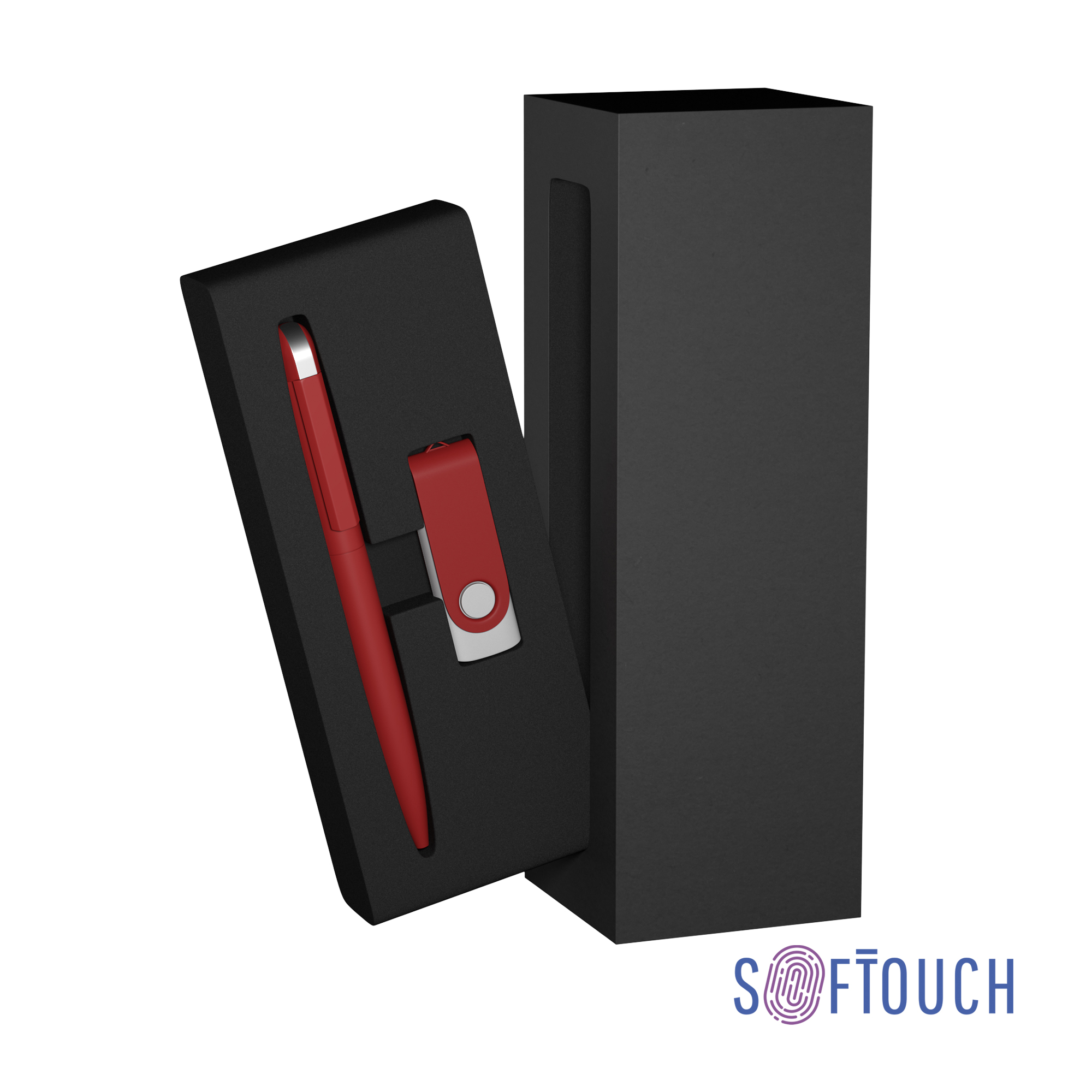 Набор ручка + флеш-карта 16 Гб в футляре, покрытие soft touch-0