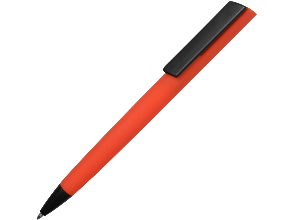 Ручка пластиковая soft-touch шариковая Taper, красный/черный-0
