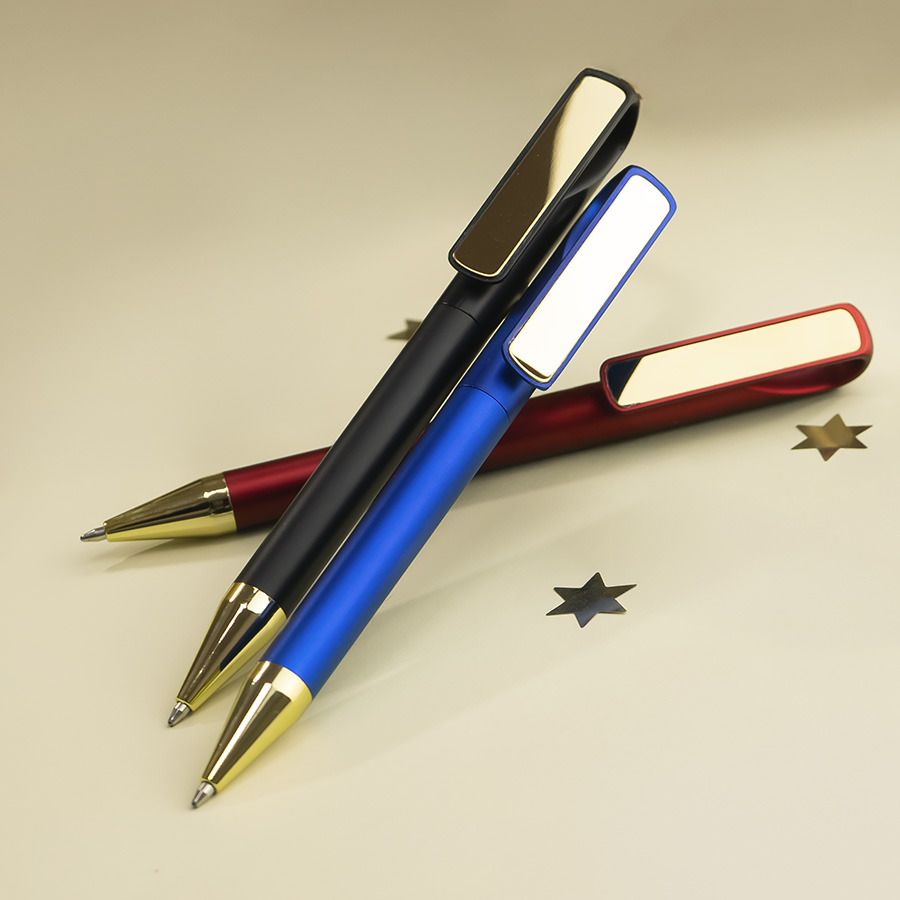 Ручка шариковая GLOSSY GOLD, сизый, золотистый-2