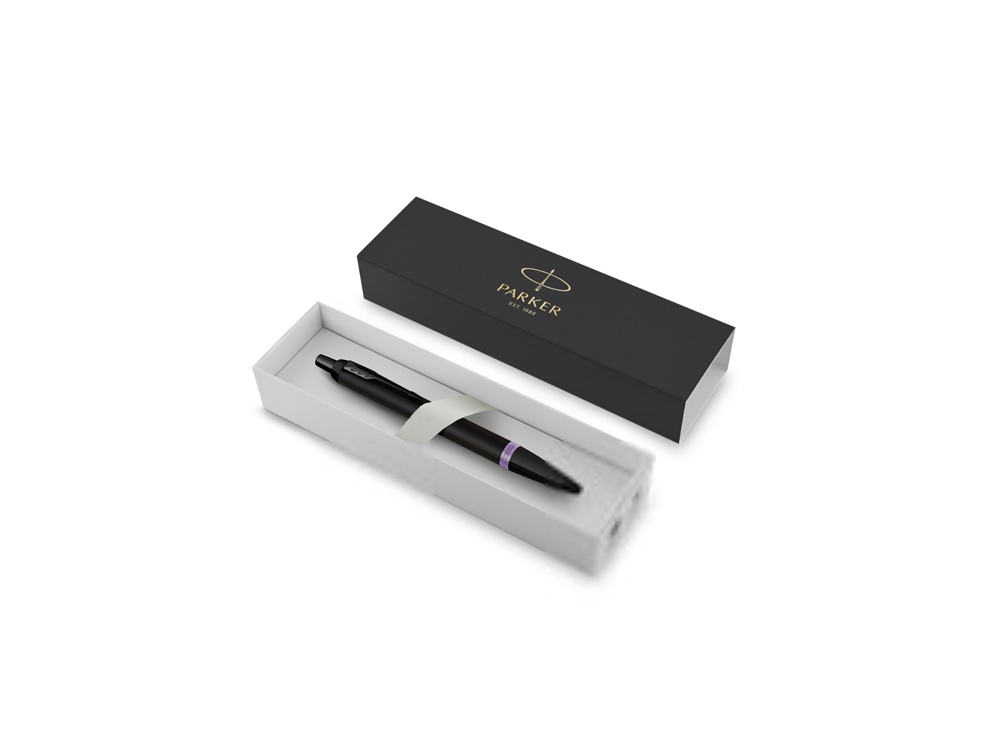 Шариковая ручка Parker IM Vibrant Rings Flame Amethyst Purple, стержень: M blue, в подарочной упаковке.-3