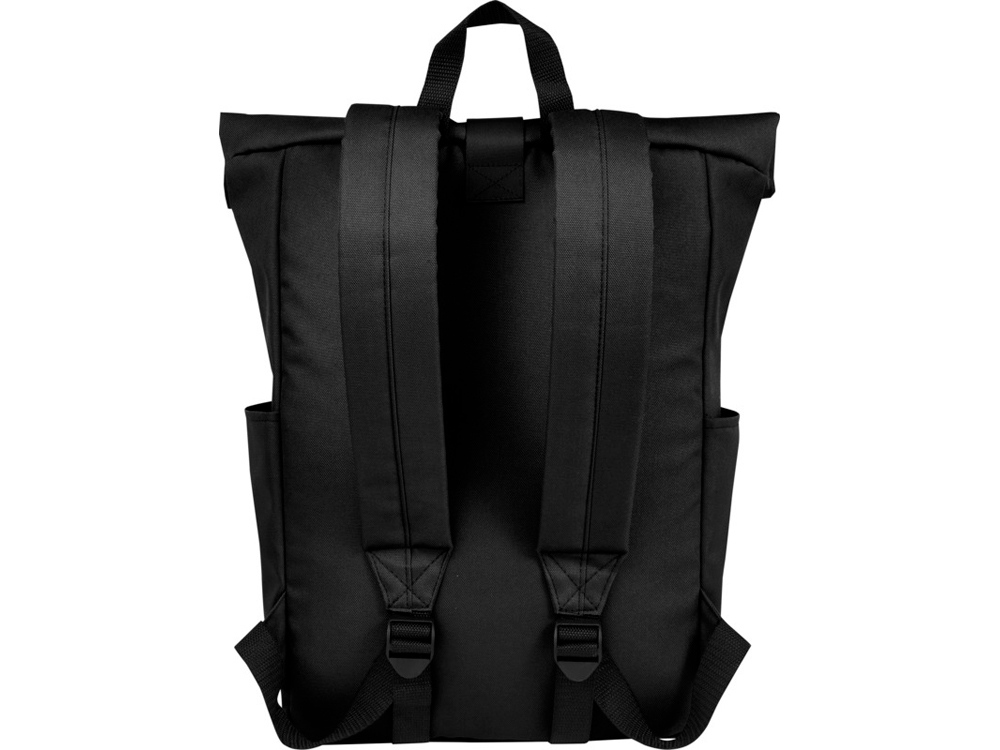 Рюкзак Байрон 15,6 объемом 18 л со скручиваемым верхом, изготовленный из переработанного ПЭТ по стандарту GRS, черный-2