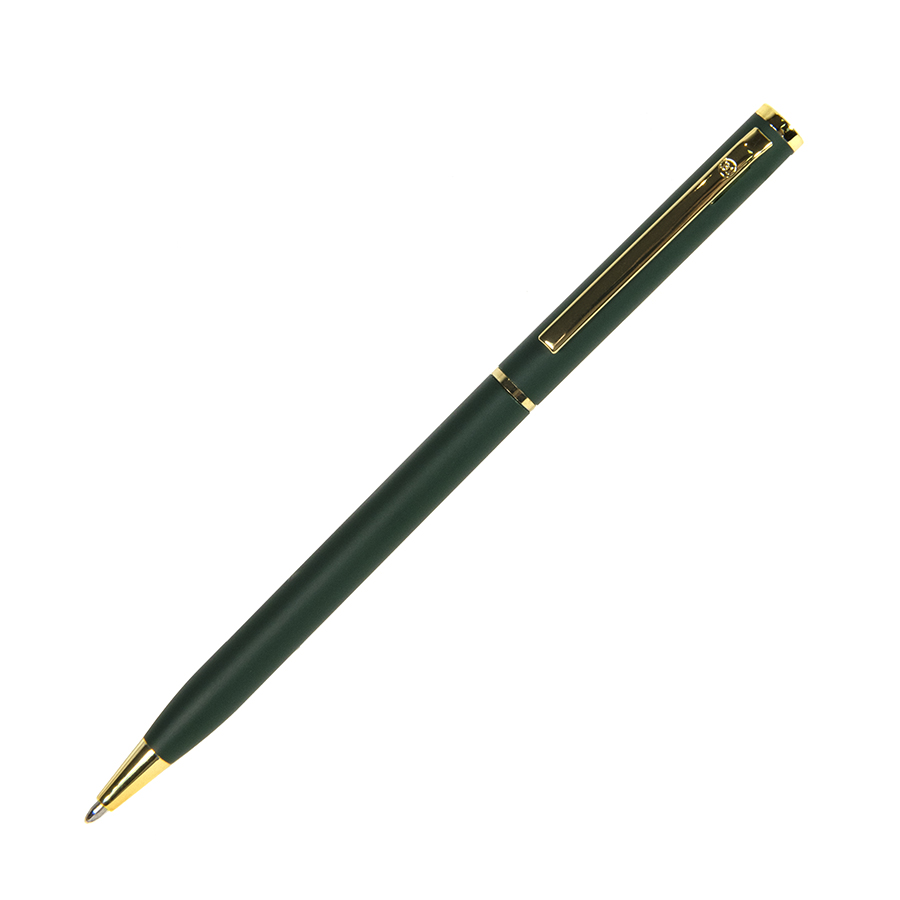 Ручка шариковая SLIM, зеленый, золотистый-0