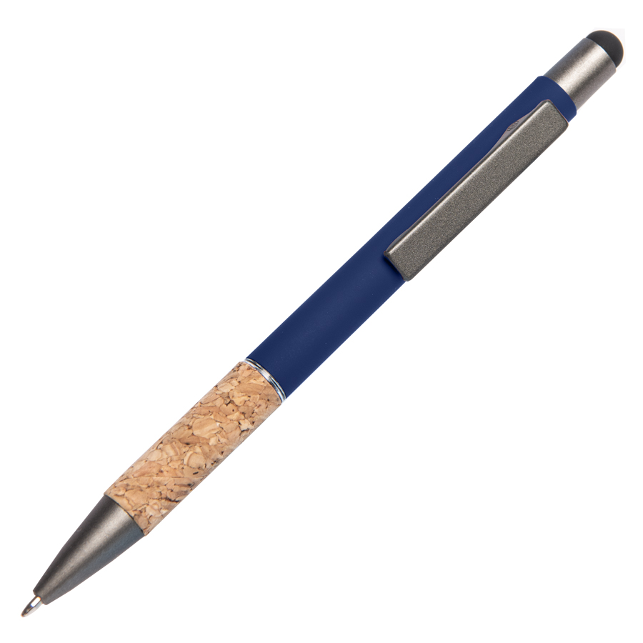 Ручка шариковая FACTOR GRIP со стилусом, синий, серый-0