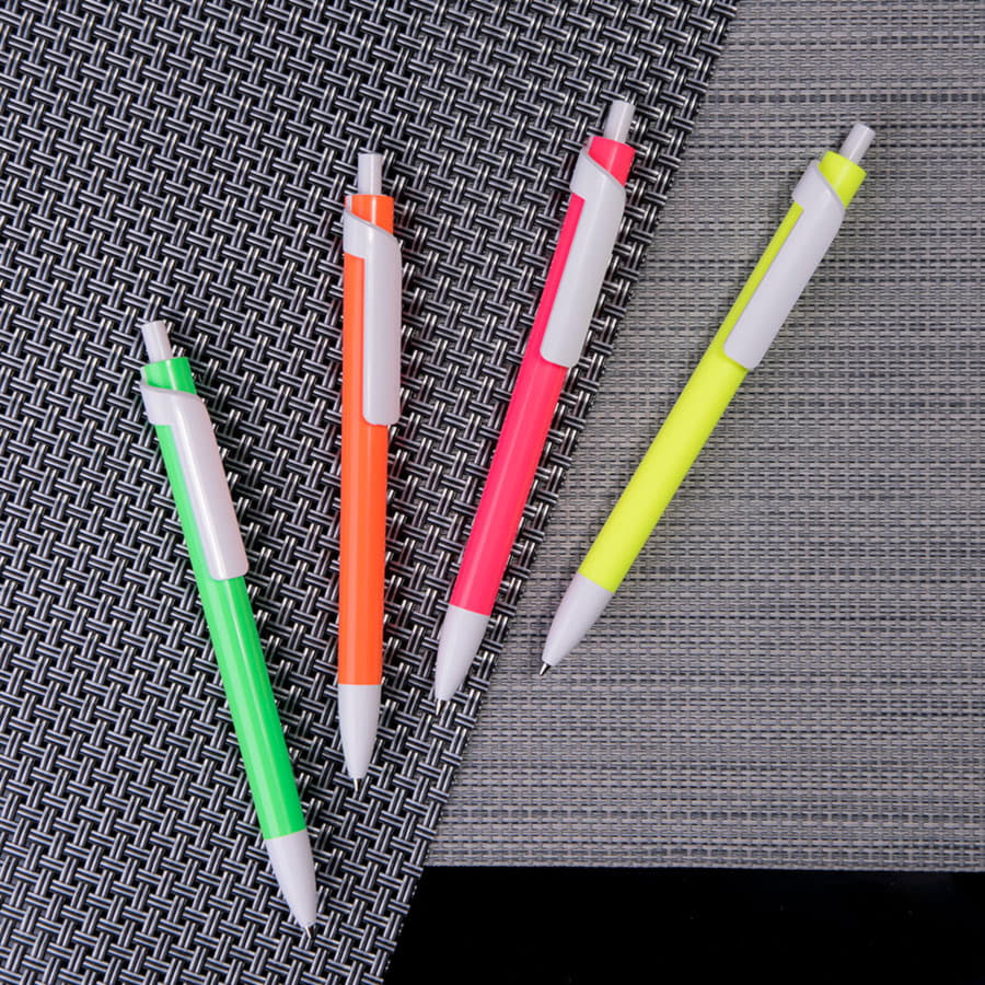 Ручка шариковая FORTE NEON, светло-оранжевый, белый-1