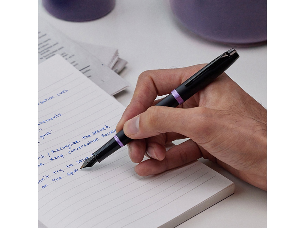 Перьевая ручка Parker IM Vibrant Rings Flame Amethyst Purple, стержень:F, цвет чернил: blue, в подарочной упаковке.-7