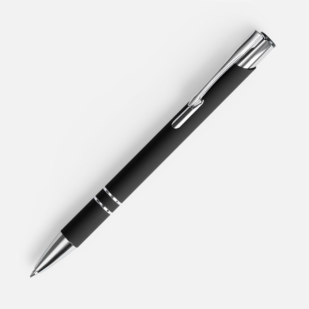 Ручка шариковая Keskus Soft Touch, черная-0