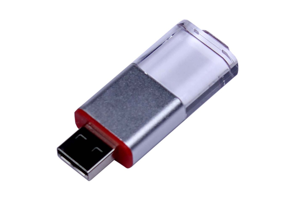 USB-флешка промо на 32 Гб прямоугольной формы, выдвижной механизм, красный-0