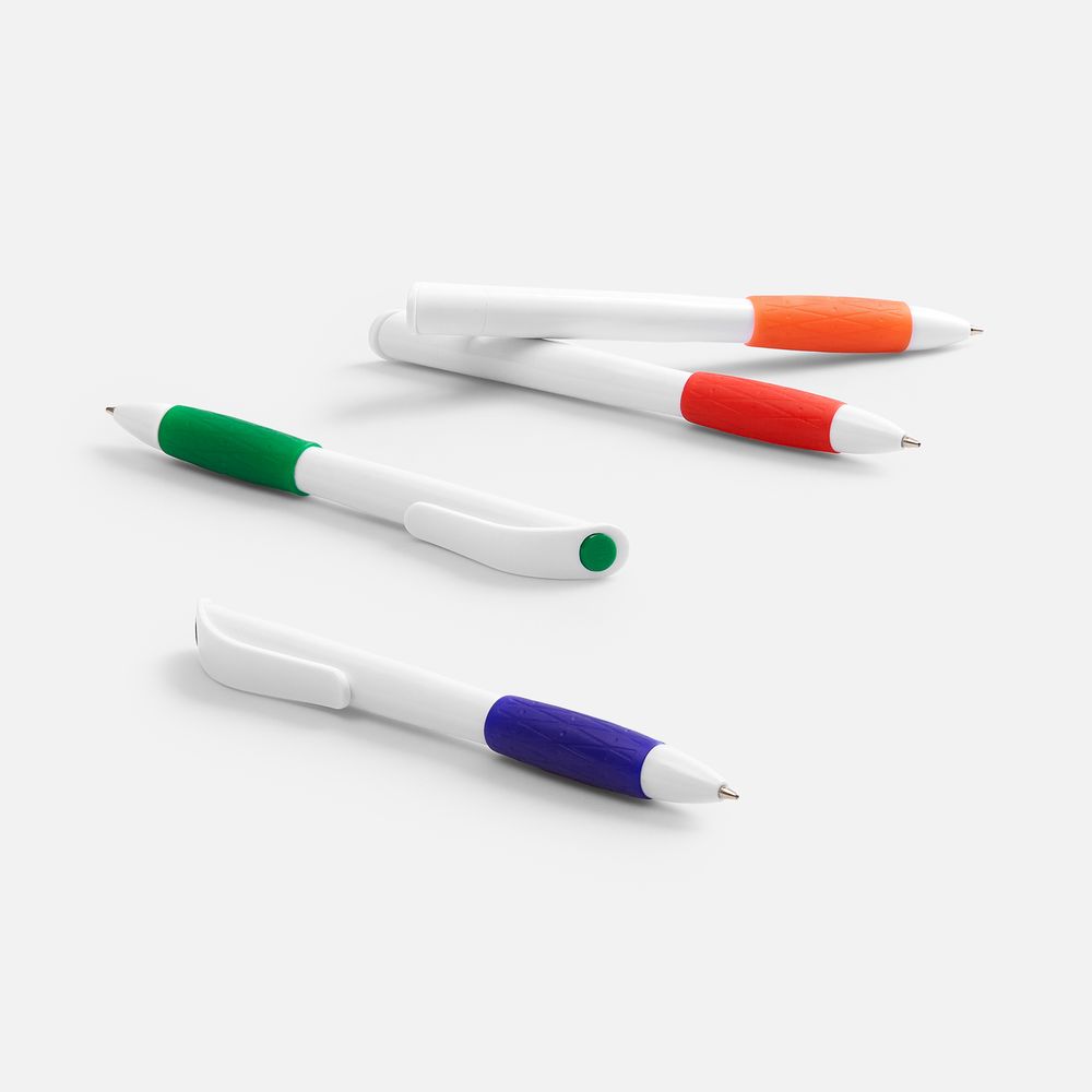 Ручка шариковая Grip, белая с оранжевым-2