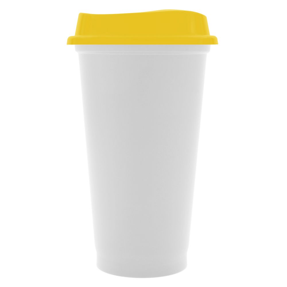Стакан с крышкой Color Cap White, белый с желтым-1